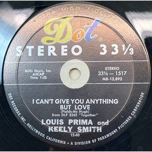 Louis Prima Keely Smith 7" Jukebox Compact 33 I Can't Give You Anything But Love